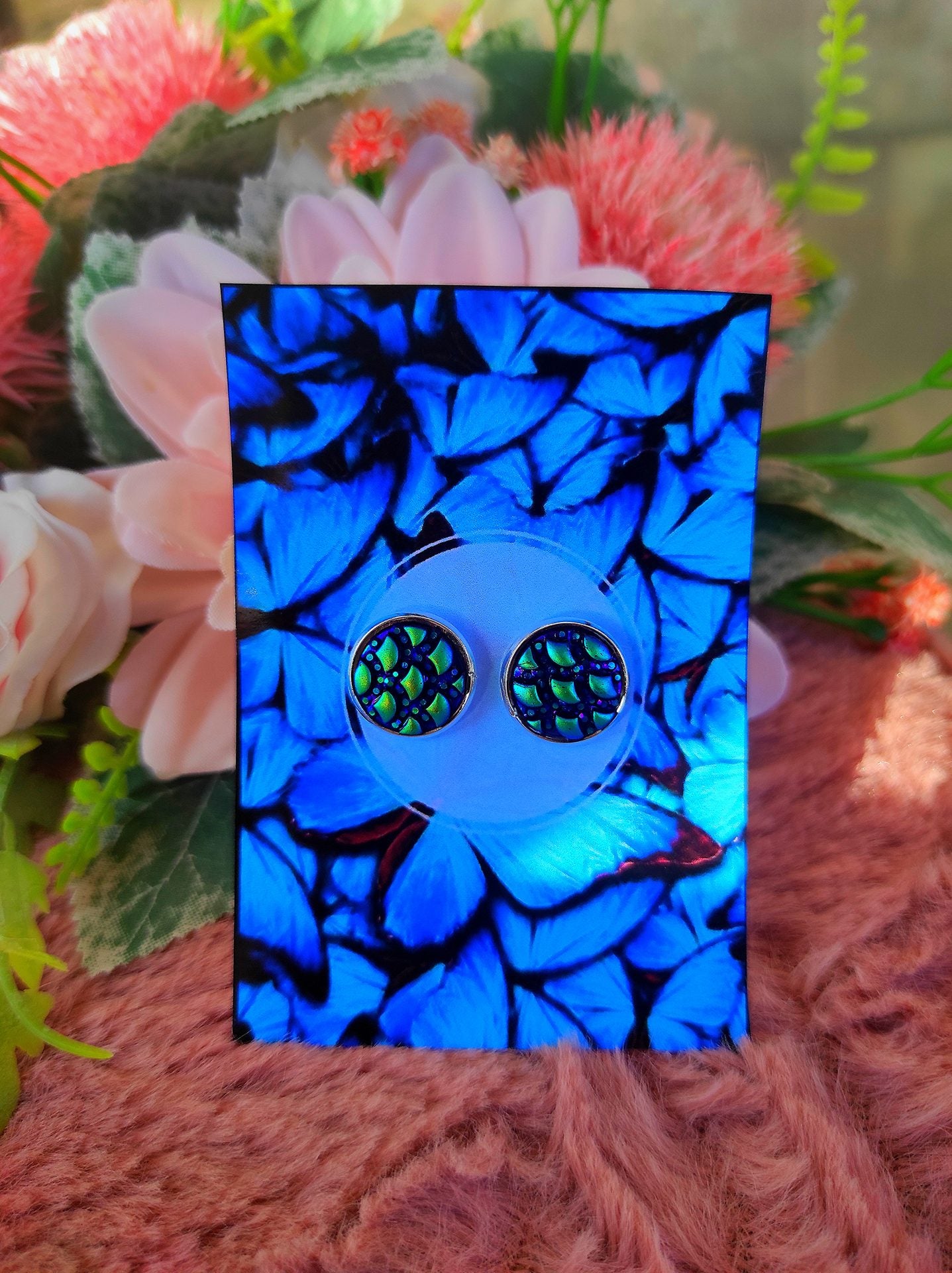 Különleges kék nikkelmentes fülbevaló